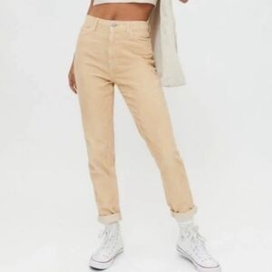 BRG Mom High Rise Cord Pant In Beige Size Women's 24